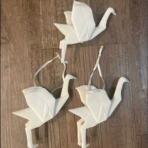 White Porcelain Oragomic Birds - Christmas-Winter Ornaments (5)